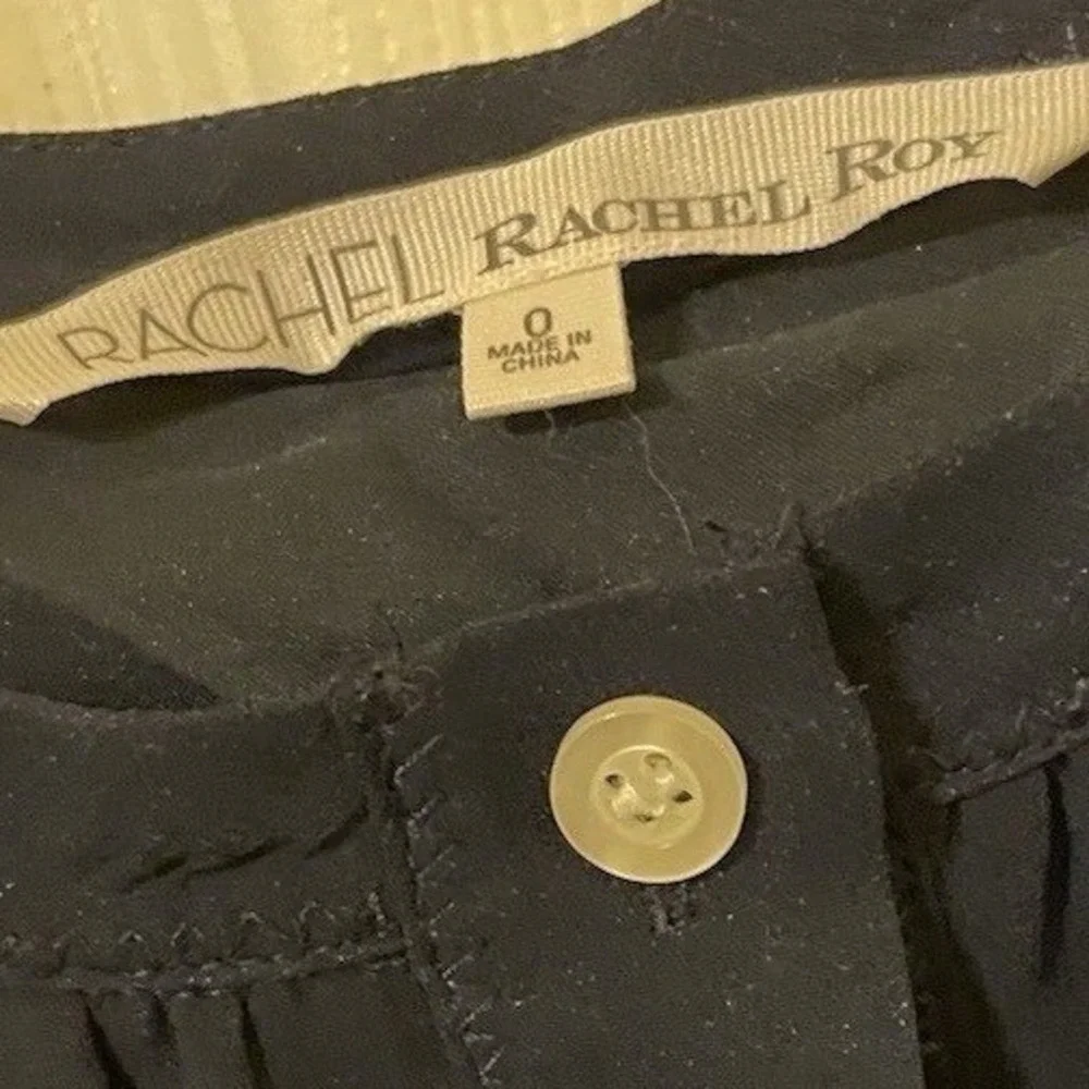 Rachel Roy Blouson Embroidered Boho Chambray‎ Romper Womens 0 Navy Classy Indie